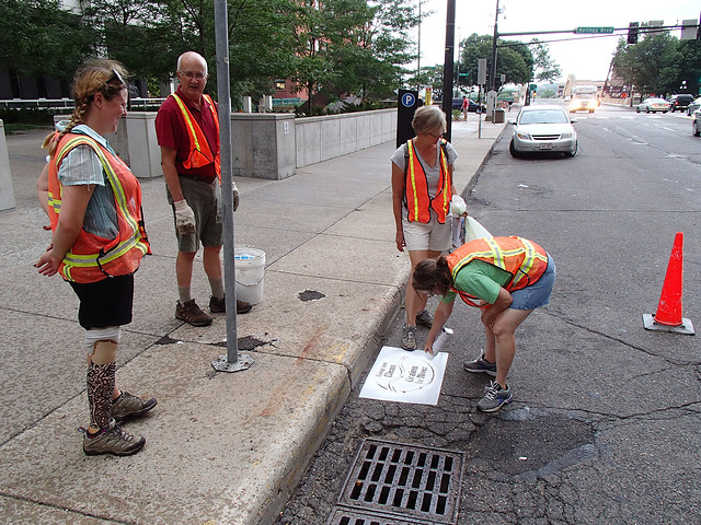 Stencil St. Paul storm drains + taproom outing at Bad Weather Brewing