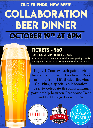 Collaboration Beer Dinner: Freehouse Beer and Lift Bridge Brewing