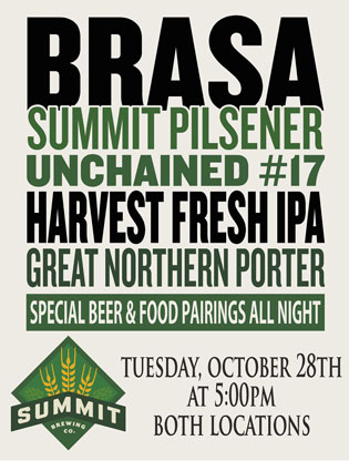 Summit Harvest Fresh IPA Release at Brasa (St. Paul and Mpls)